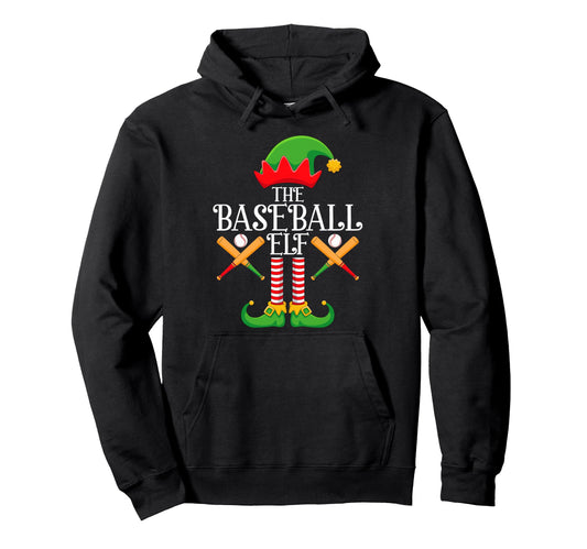 Baseball Elf Family Matching Funny Hoodie - Casual Everyday Wear Unisex - T-Shirt, Sweatshirt, Hoodie