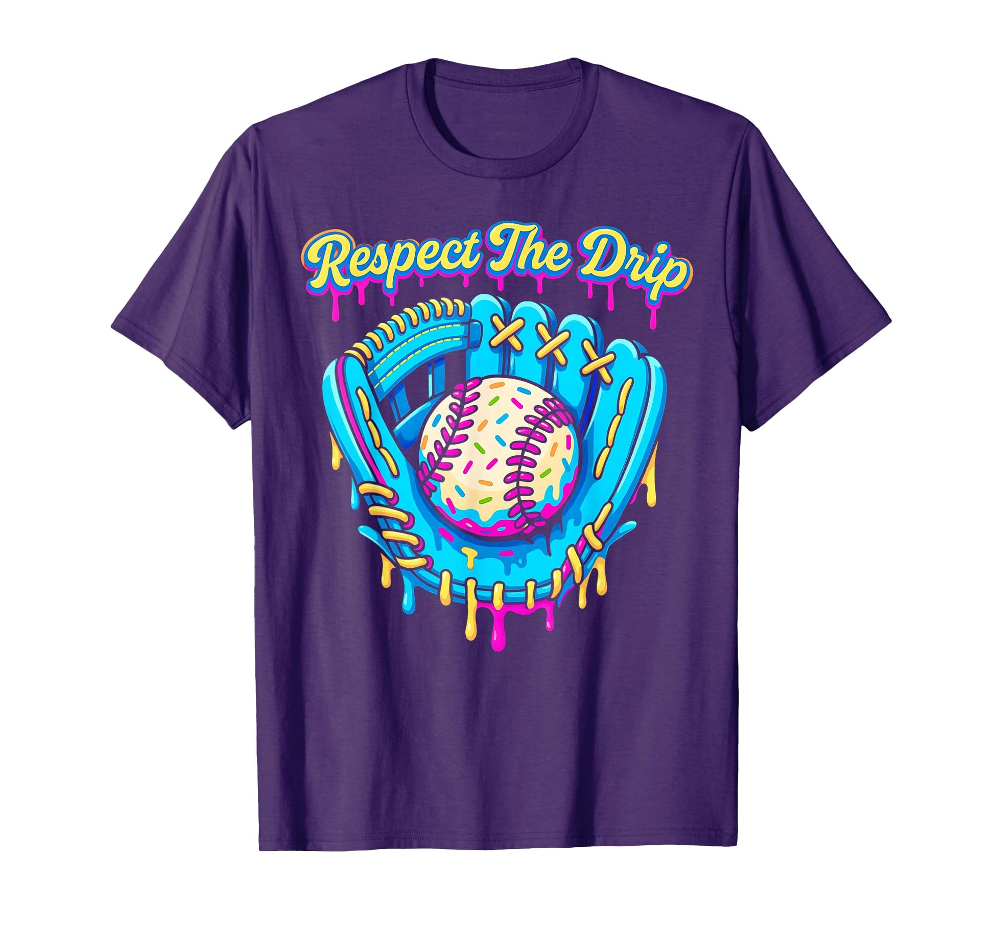 Baseball Drip Ice Cream Drip Glove T-Shirt - Fun Novelty Design Men Women - T-Shirt, Sweatshirt, Hoodie