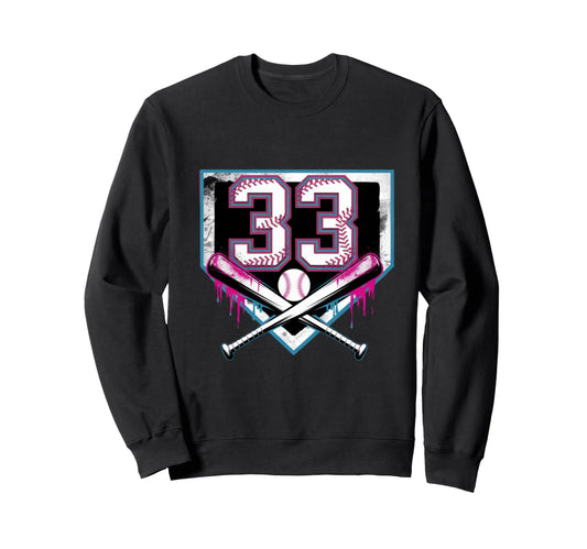 33Th Birthday Baseball Home Ice Sweatshirt - Fun Novelty Design for Adults - T-Shirt, Sweatshirt, Hoodie