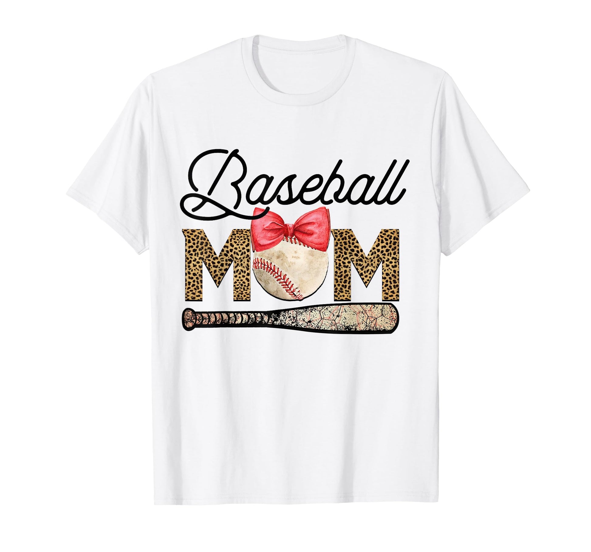 Baseball Mom Leopard Messy Bun T-Shirt - Novelty Apparel Men Women - T-Shirt, Sweatshirt, Hoodie