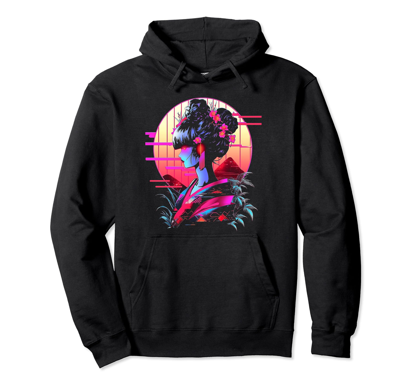 Vaporwave Geisha 80S Synthwave 33 Hoodie - Custom Art Print for Adults - T-Shirt, Sweatshirt, Hoodie