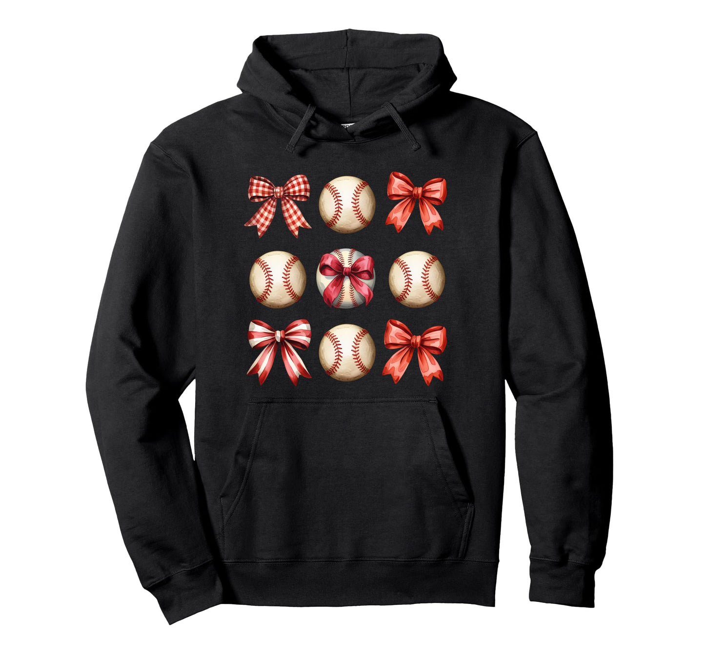 Coquette Bow Baseball Baseball Mama Hoodie - Casual Everyday Wear Unisex - T-Shirt, Sweatshirt, Hoodie
