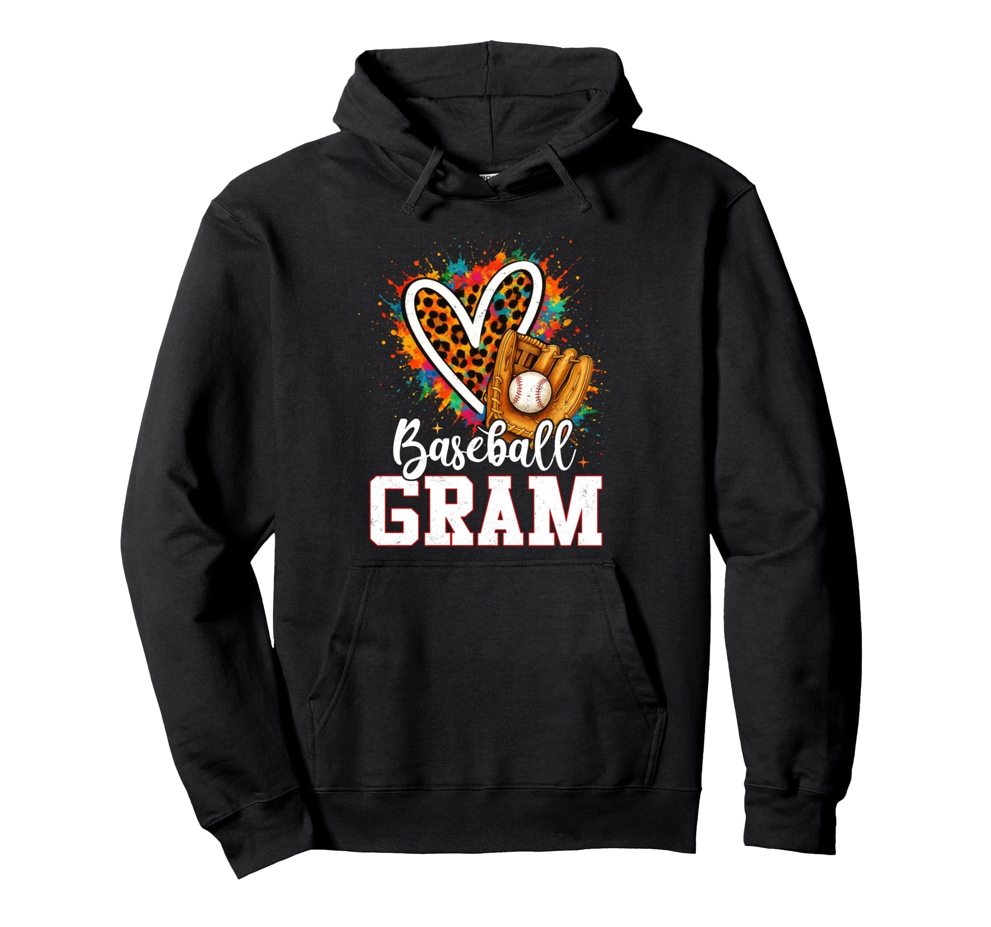 Baseball Gram Leopard Heart Hoodie - Casual Everyday Wear for Adults - T-Shirt, Sweatshirt, Hoodie