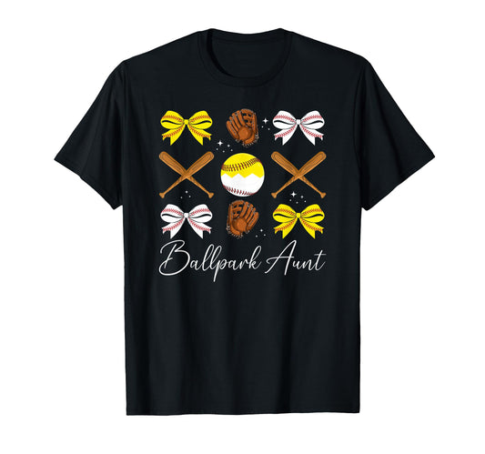 Ballpark Aunt Coquette Softball Baseball T-Shirt - Custom Art Print Unisex - T-Shirt, Sweatshirt, Hoodie