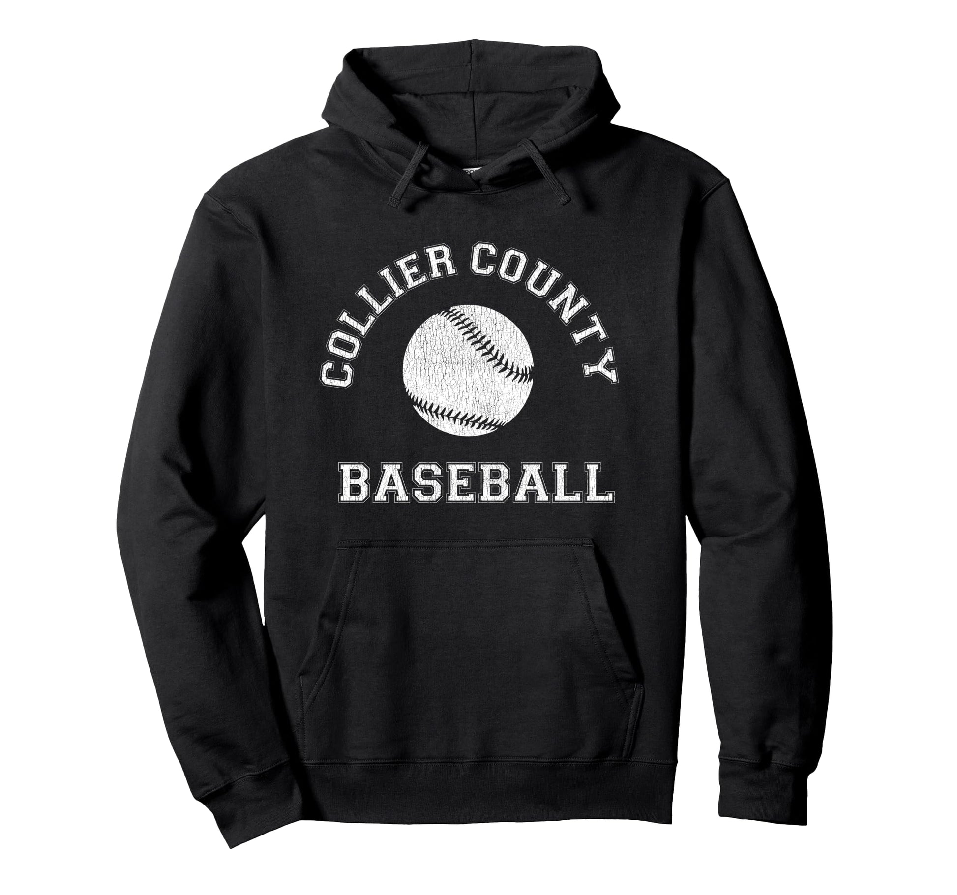 Collier County Baseball Distressed Hoodie - Minimalist Print Men Women - T-Shirt, Sweatshirt, Hoodie