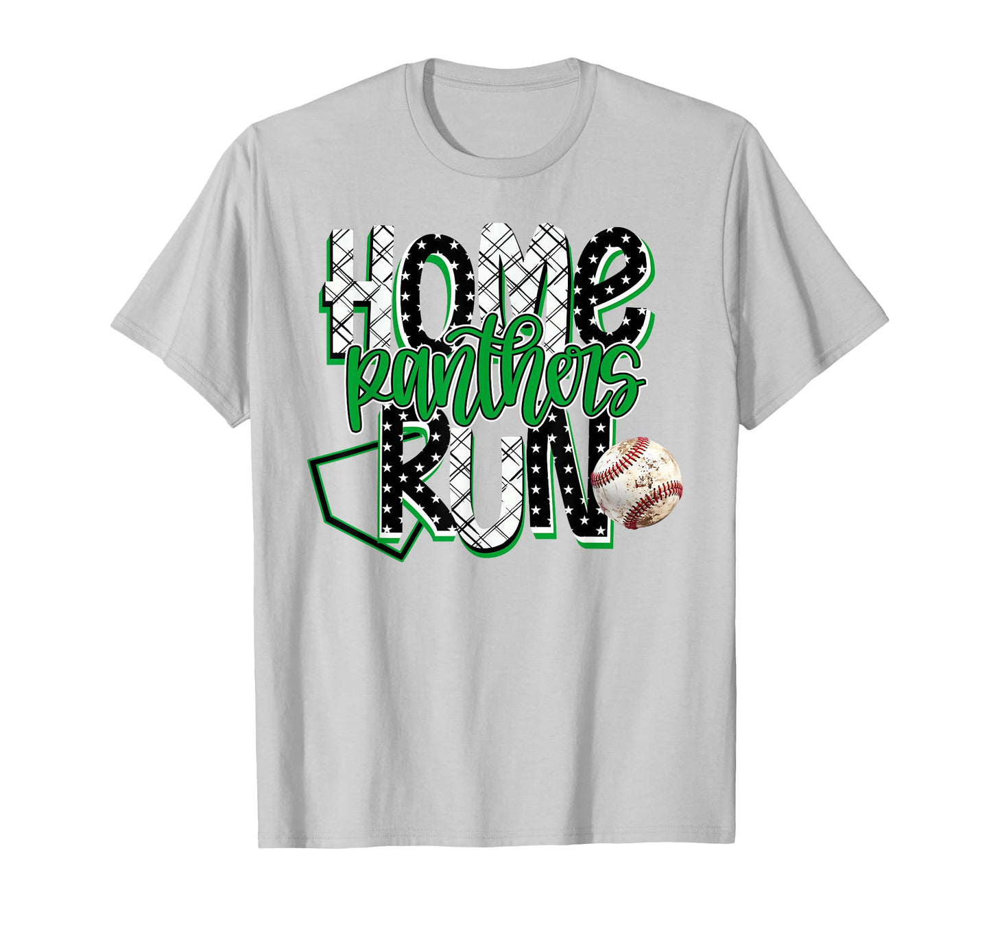Home Run Panthers Baseball Green T-Shirt - Fun Novelty Design Men Women - T-Shirt, Sweatshirt, Hoodie