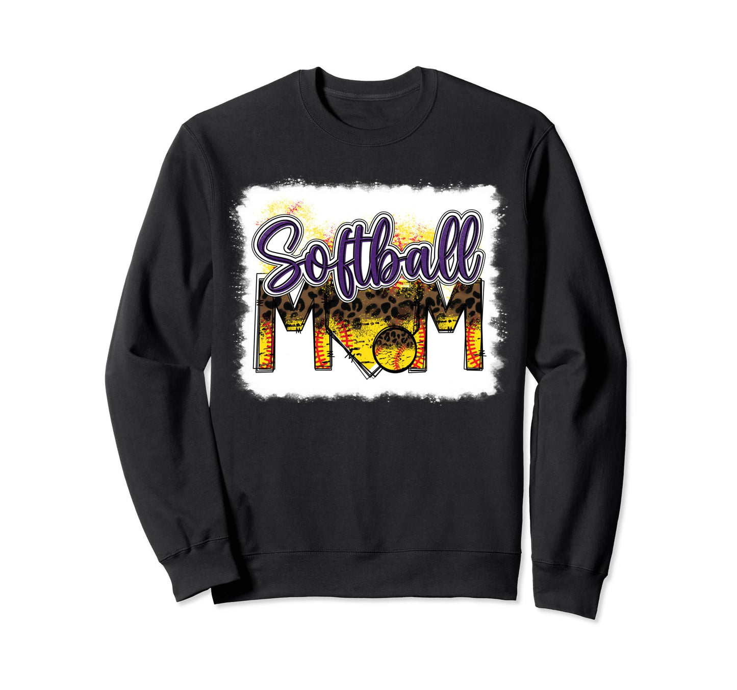 Bleached Softball Mom Leopard Sweatshirt - Fun Novelty Design for Adults - T-Shirt, Sweatshirt, Hoodie