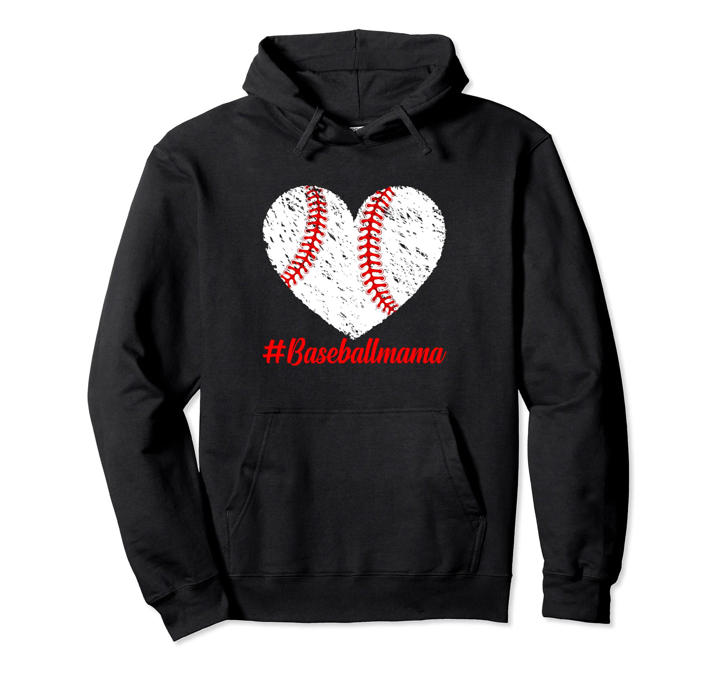 Mothers Day Distressed Baseball Mama Heart Hoodie - Trendy Graphic Unisex - T-Shirt, Sweatshirt, Hoodie