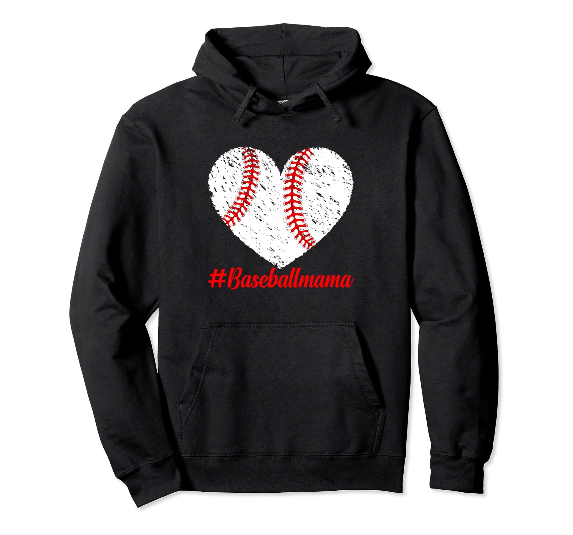 Mothers Day Distressed Baseball Mama Heart Hoodie - Trendy Graphic Unisex - T-Shirt, Sweatshirt, Hoodie