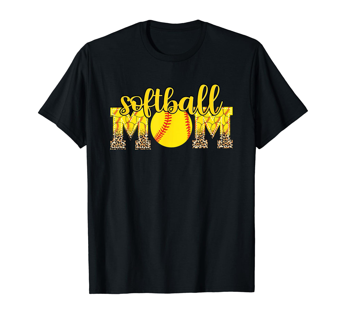 Softball Mom Leopard Funny Softball T-Shirt - Aesthetic Graphic Men Women - T-Shirt, Sweatshirt, Hoodie