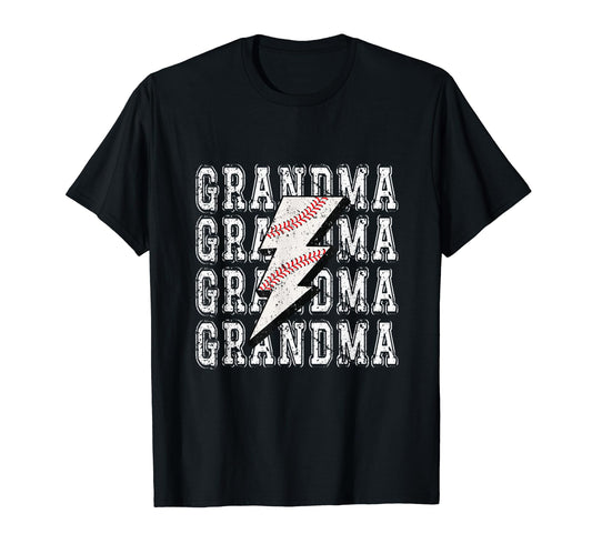Baseball Grandma Lightning Bolt T-Shirt - Custom Art Print Men Women - T-Shirt, Sweatshirt, Hoodie
