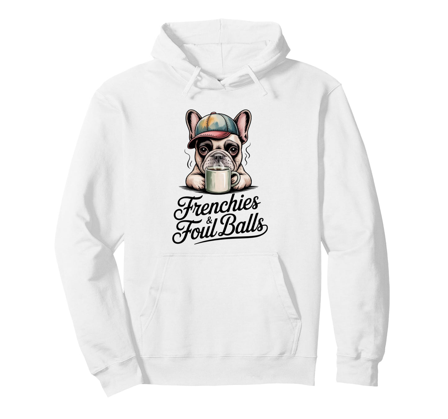 Frenchies And Foul Balls Peeking Hoodie - Trendy Graphic for Adults - T-Shirt, Sweatshirt, Hoodie