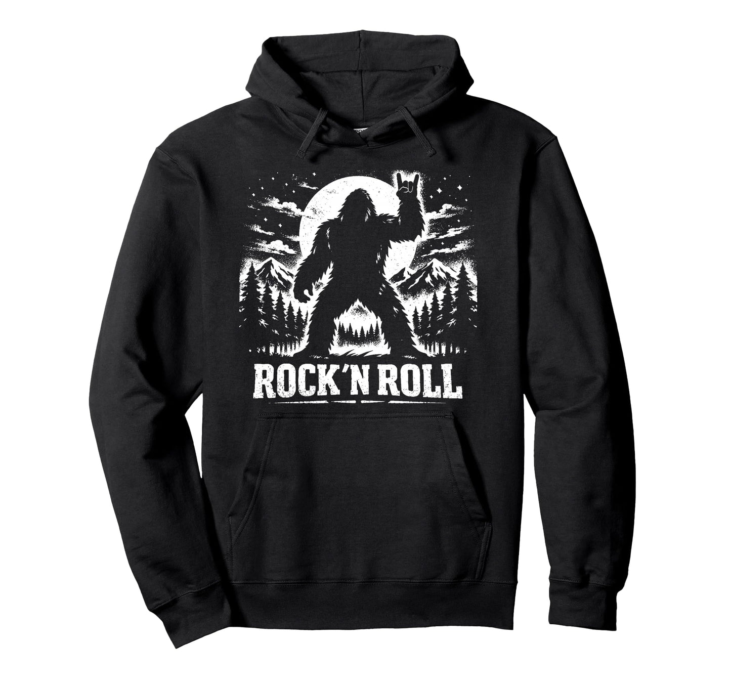 Rock N Roll Bigfoot Sasquatch Yeti Hoodie - Aesthetic Graphic Men Women - T-Shirt, Sweatshirt, Hoodie