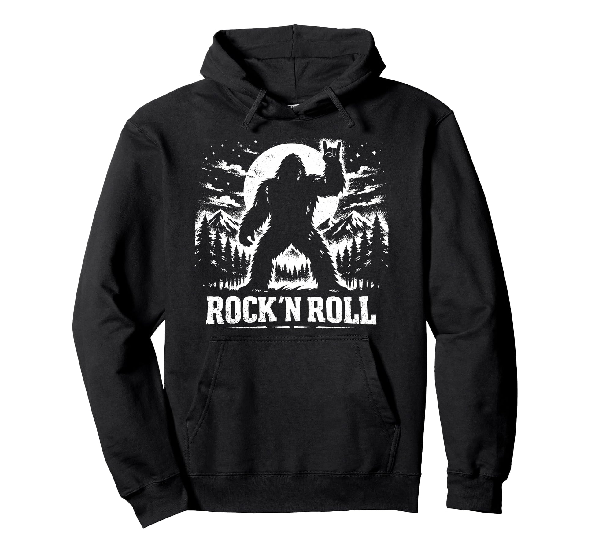 Rock N Roll Bigfoot Sasquatch Yeti Hoodie - Aesthetic Graphic Men Women - T-Shirt, Sweatshirt, Hoodie