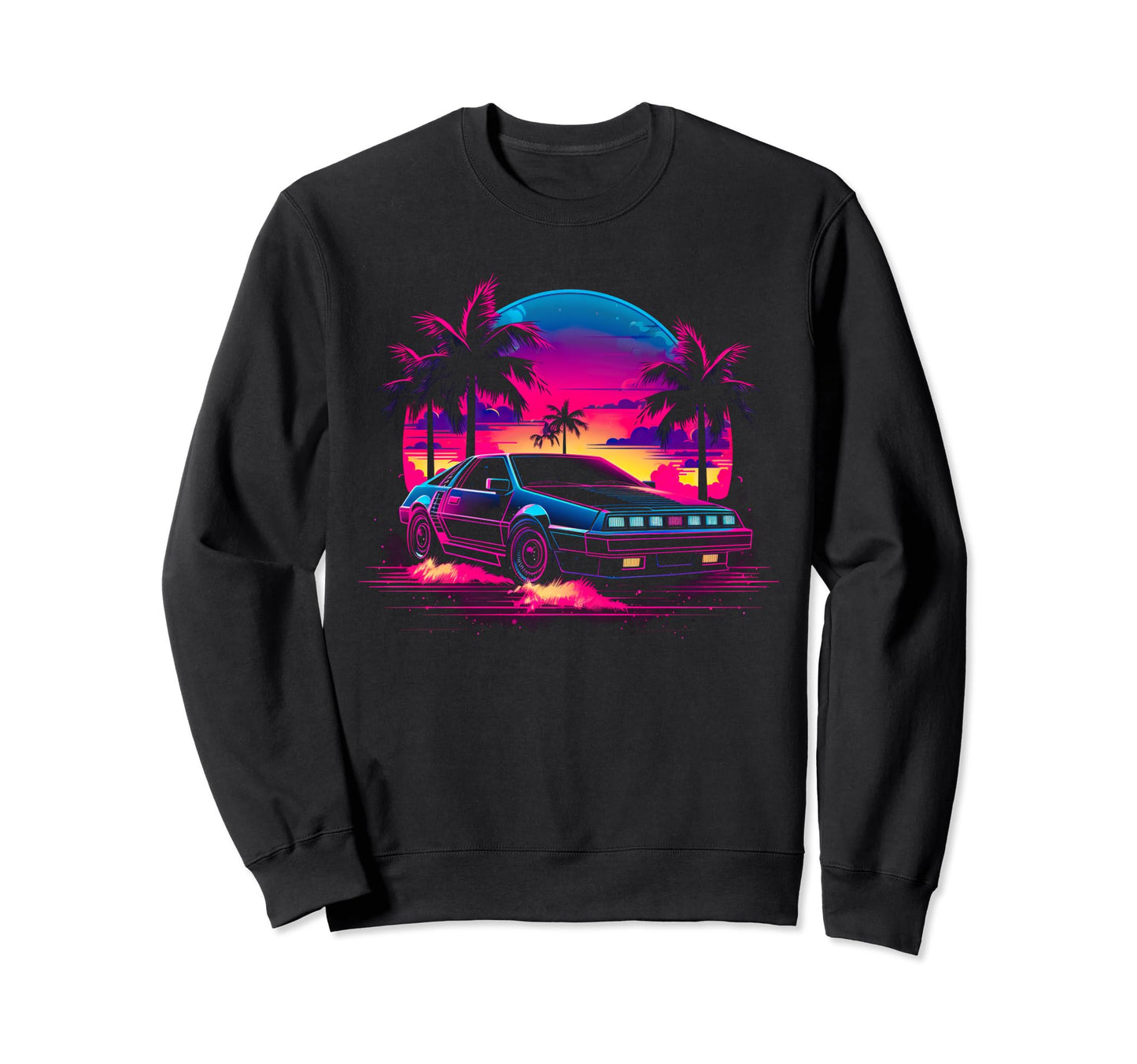 80S Synthwave Sports Car Sweatshirt - Aesthetic Graphic for Adults - T-Shirt, Sweatshirt, Hoodie