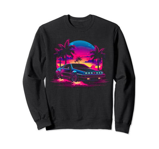 80S Synthwave Sports Car Sweatshirt - Aesthetic Graphic for Adults - T-Shirt, Sweatshirt, Hoodie