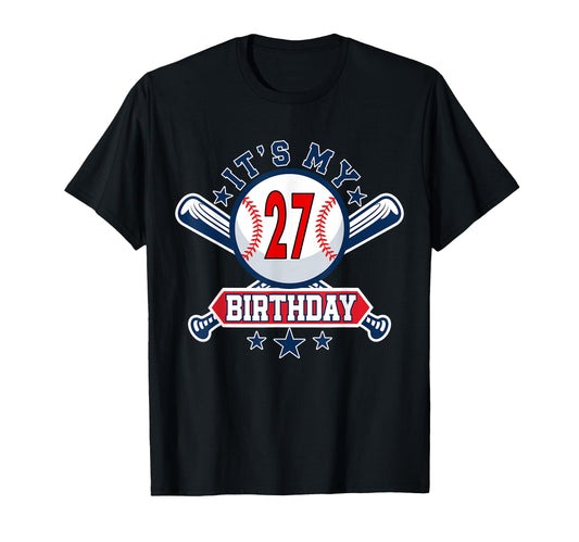27 Years Old Baseball Player 27Th T-Shirt - Custom Art Print Men Women - T-Shirt, Sweatshirt, Hoodie
