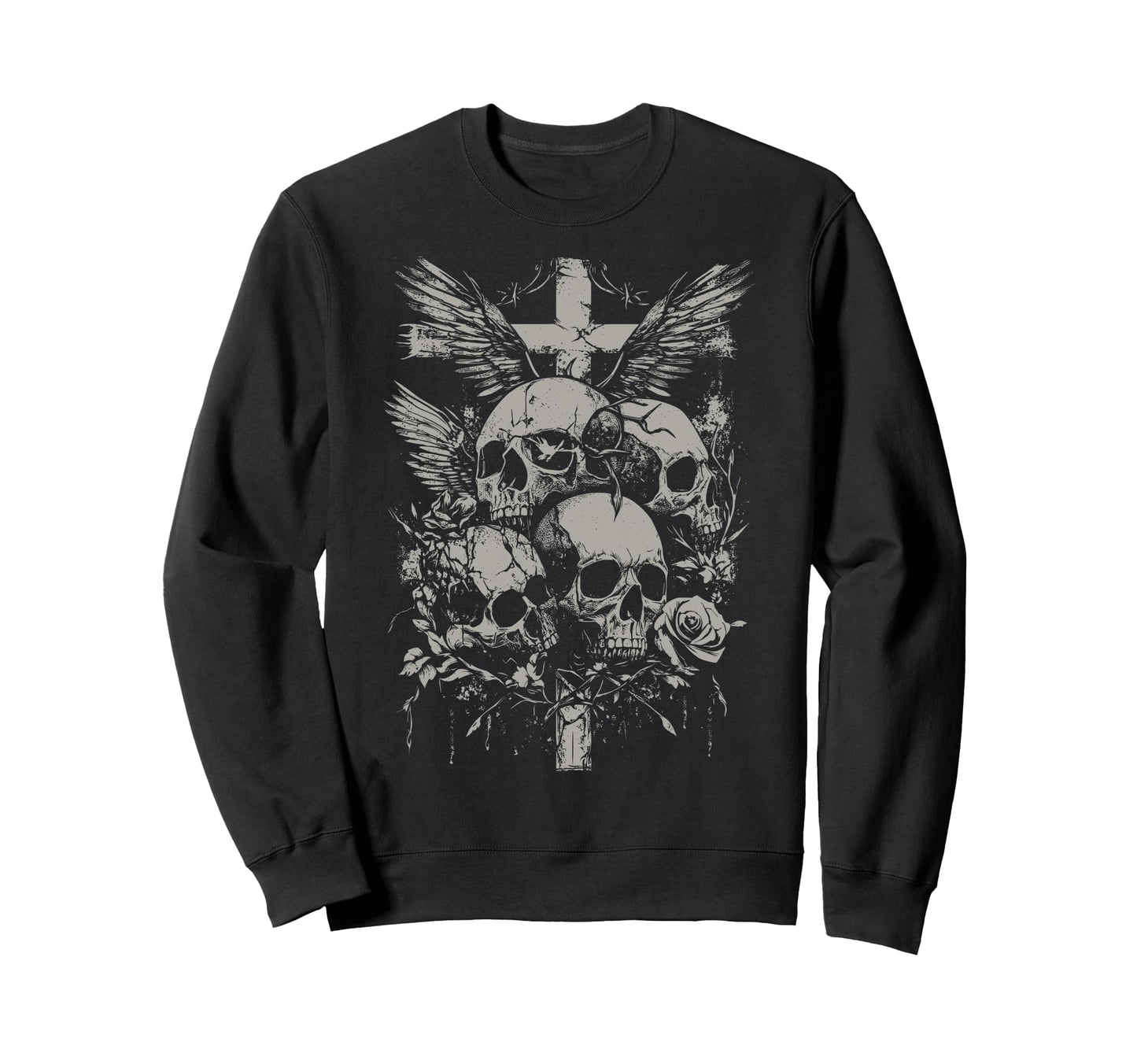 Skull Cross Y2K Grunge Aesthetic Sweatshirt - Novelty Apparel Men Women - T-Shirt, Sweatshirt, Hoodie