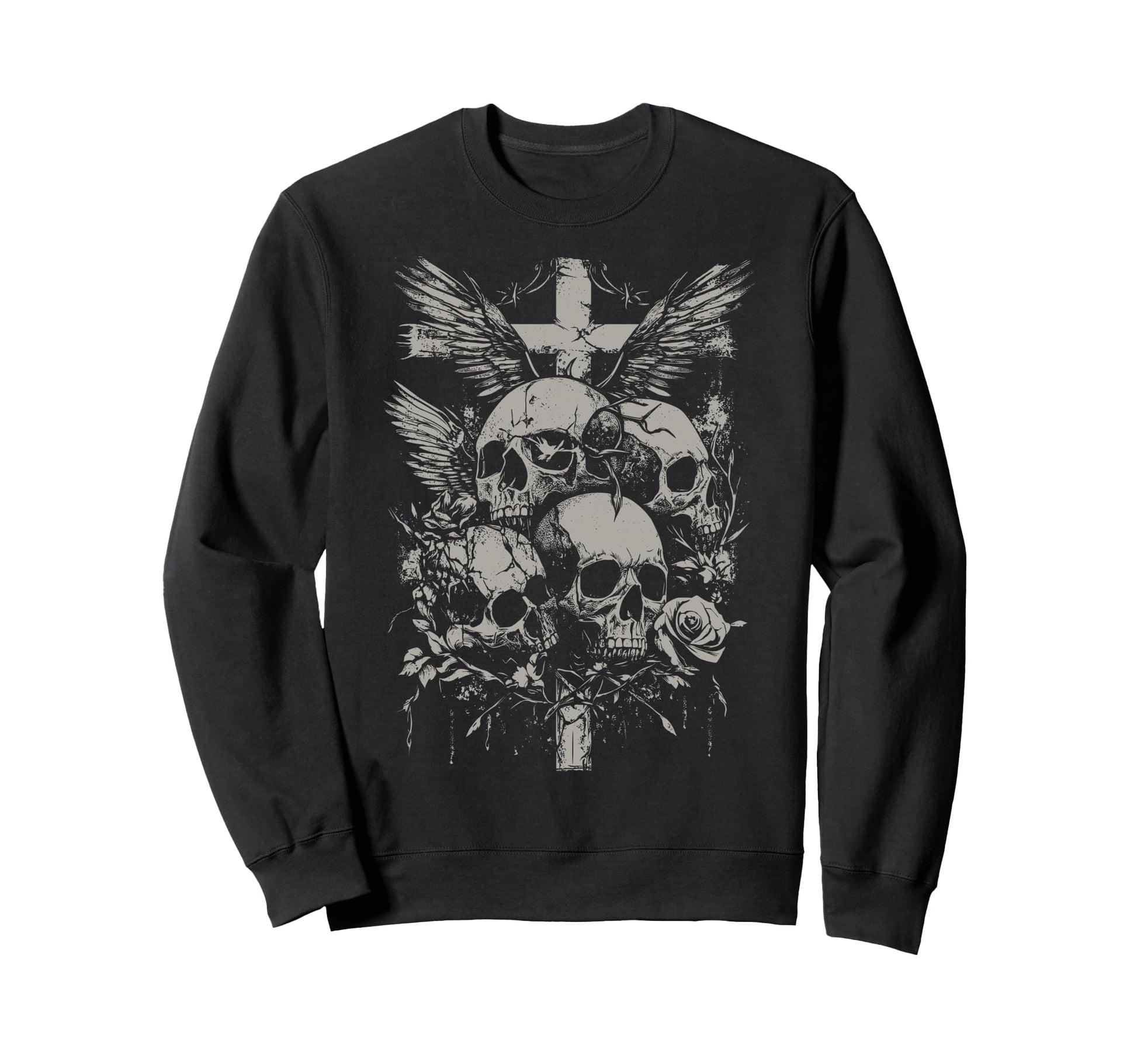 Skull Cross Y2K Grunge Aesthetic Sweatshirt - Novelty Apparel Men Women - T-Shirt, Sweatshirt, Hoodie