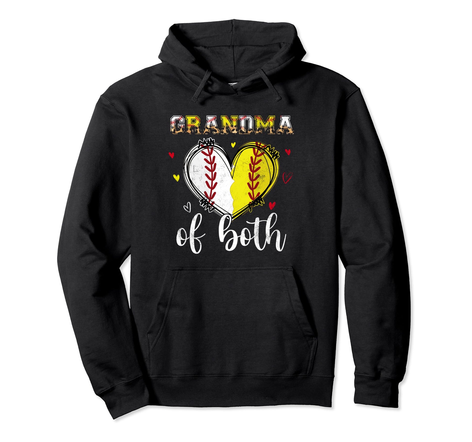 Grandma Both Baseball Softball Heart Hoodie - Aesthetic Graphic Men Women - T-Shirt, Sweatshirt, Hoodie
