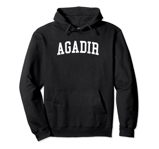 Agadir Morocco Distressed White Hoodie - Fun Novelty Design for Adults - T-Shirt, Sweatshirt, Hoodie