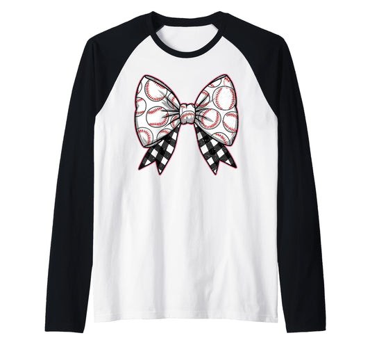 Baseball Bow Softball Ribbon Hoodie - Minimalist Print for Adults - T-Shirt, Sweatshirt, Hoodie
