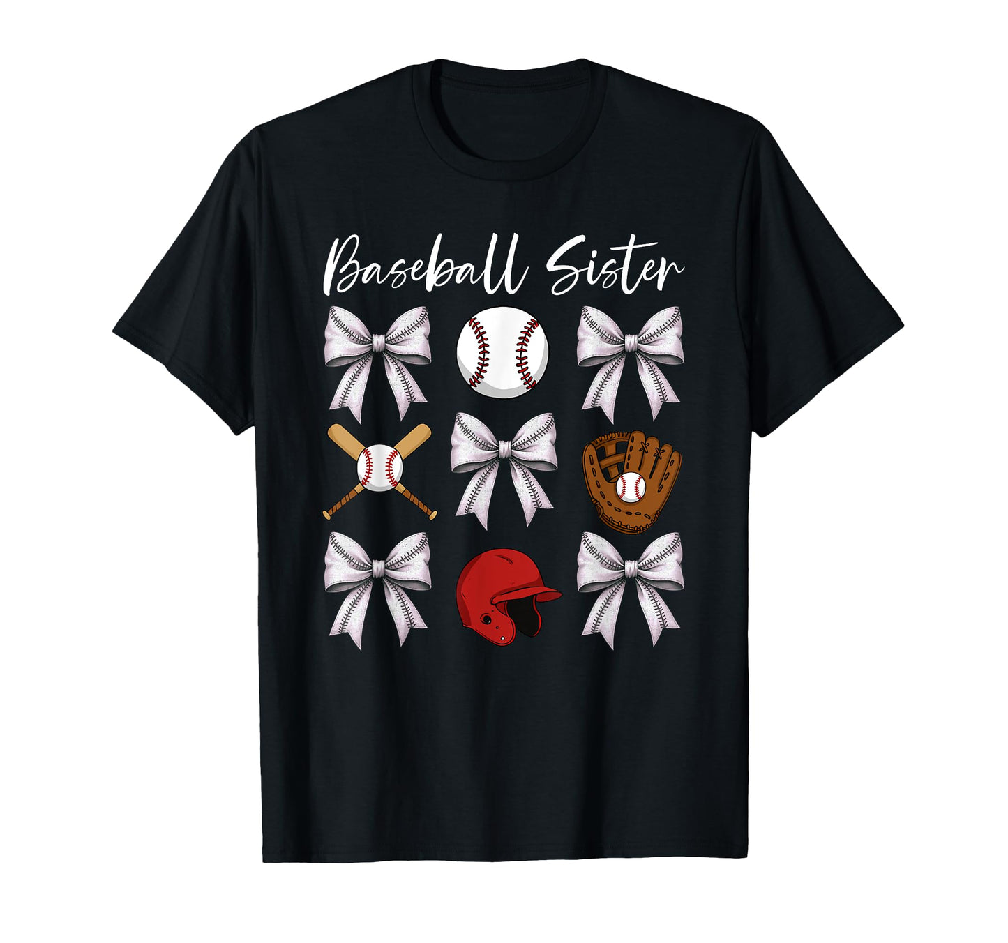 Baseball Sister Coquette Bow Cheer T-Shirt - Novelty Apparel for Adults - T-Shirt, Sweatshirt, Hoodie