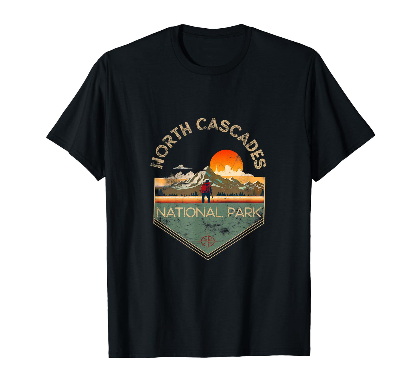 North Cascades National Park Hiking T-Shirt - Minimalist Print Men Women - T-Shirt, Sweatshirt, Hoodie