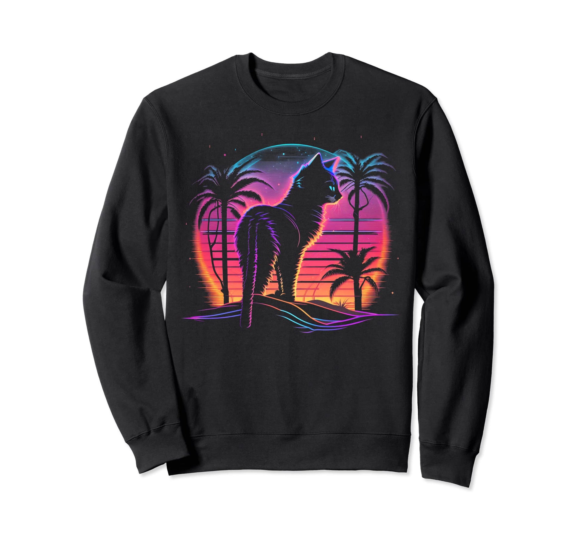 Cat Vaporwave Retrowave Aesthetic Sweatshirt - Aesthetic Graphic Men Women - T-Shirt, Sweatshirt, Hoodie