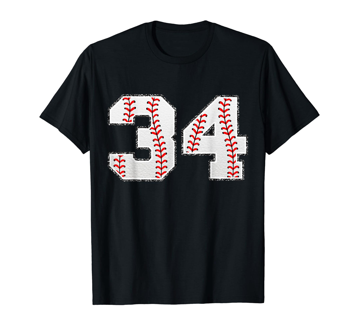 Number 34 Baseball Distressed Number T-Shirt - Streetwear Style for Adults - T-Shirt, Sweatshirt, Hoodie