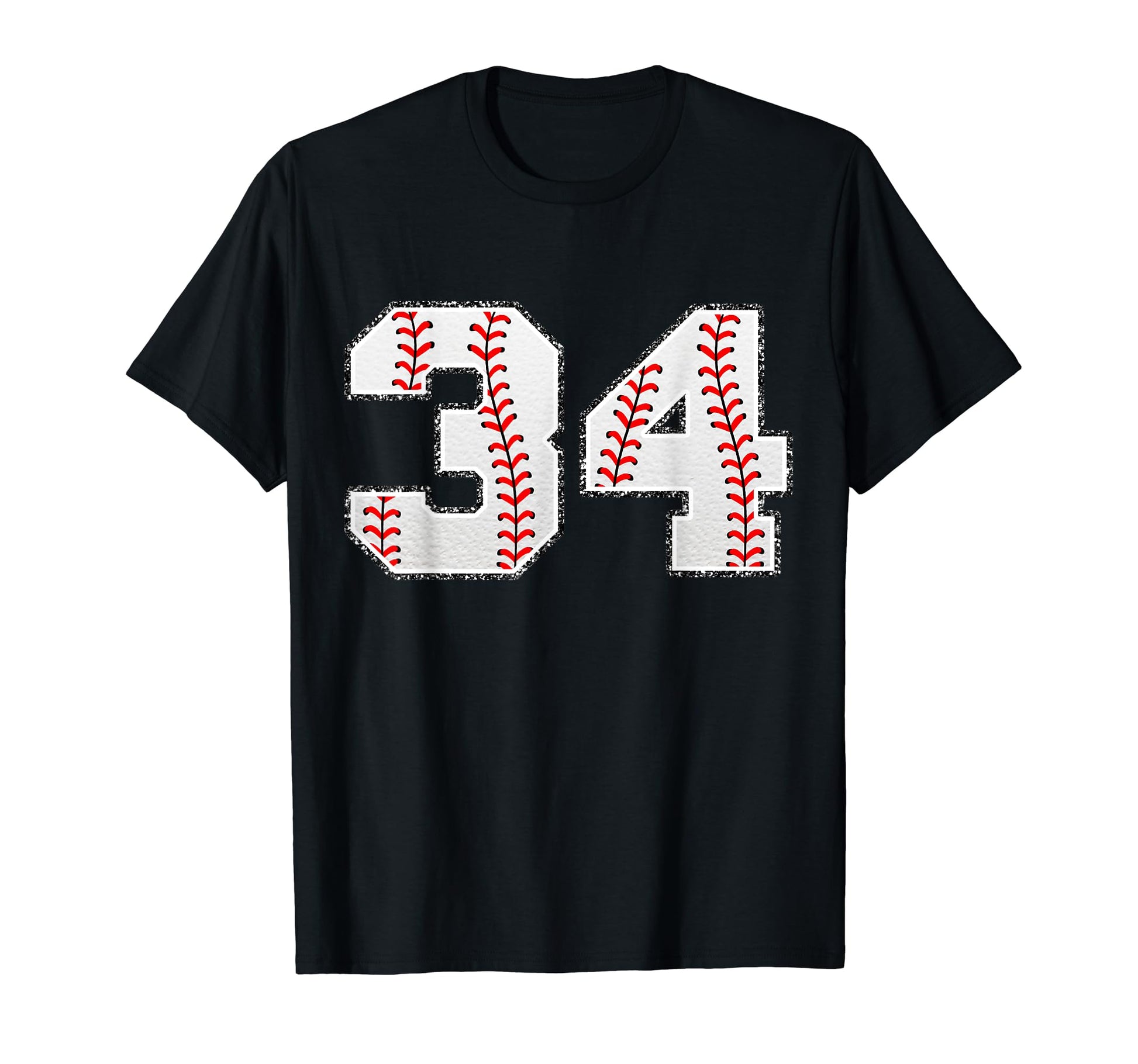 Number 34 Baseball Distressed Number T-Shirt - Streetwear Style for Adults - T-Shirt, Sweatshirt, Hoodie