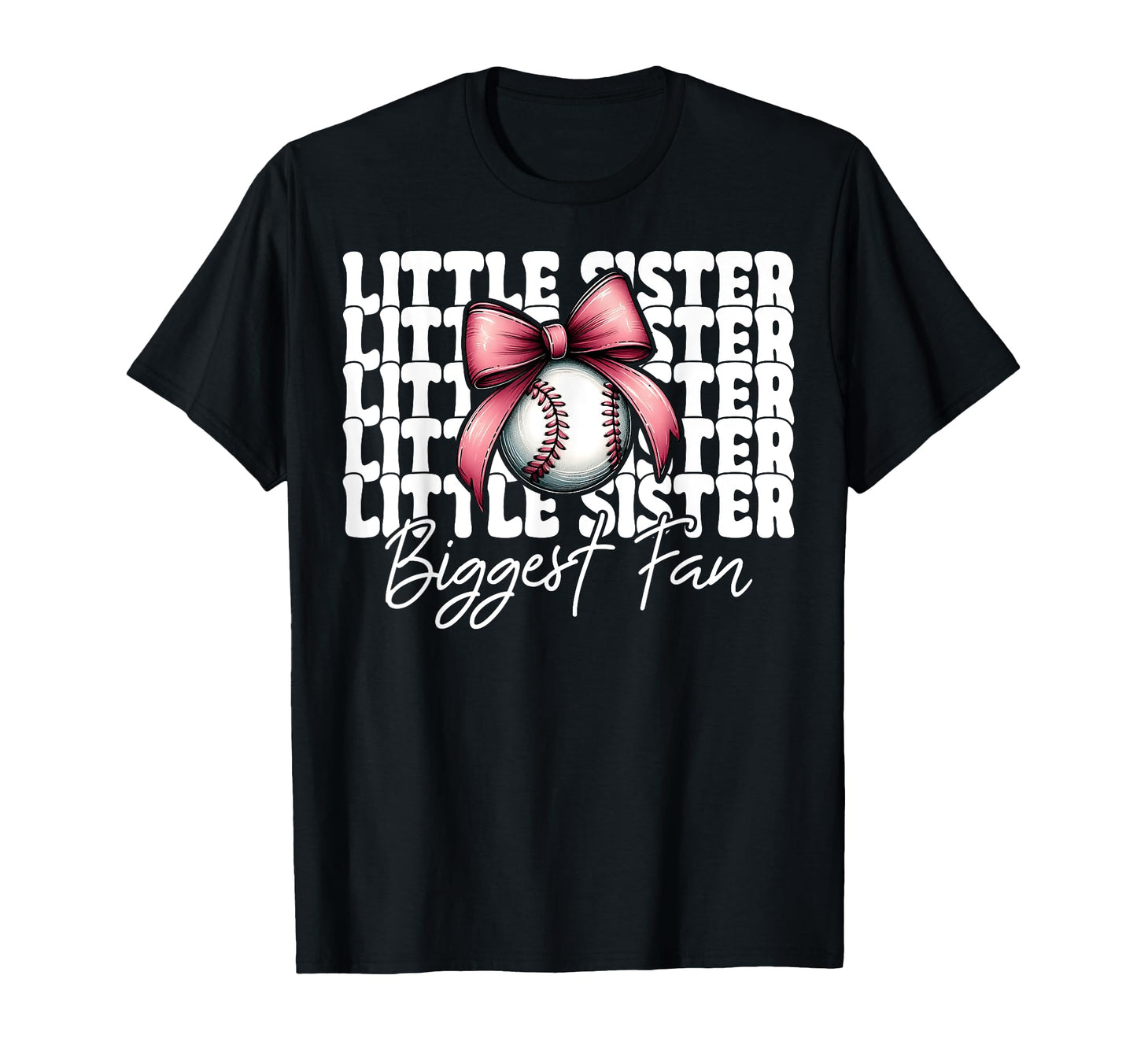 Baseball Sister Coquette Bow Little T-Shirt - Custom Art Print for Adults - T-Shirt, Sweatshirt, Hoodie