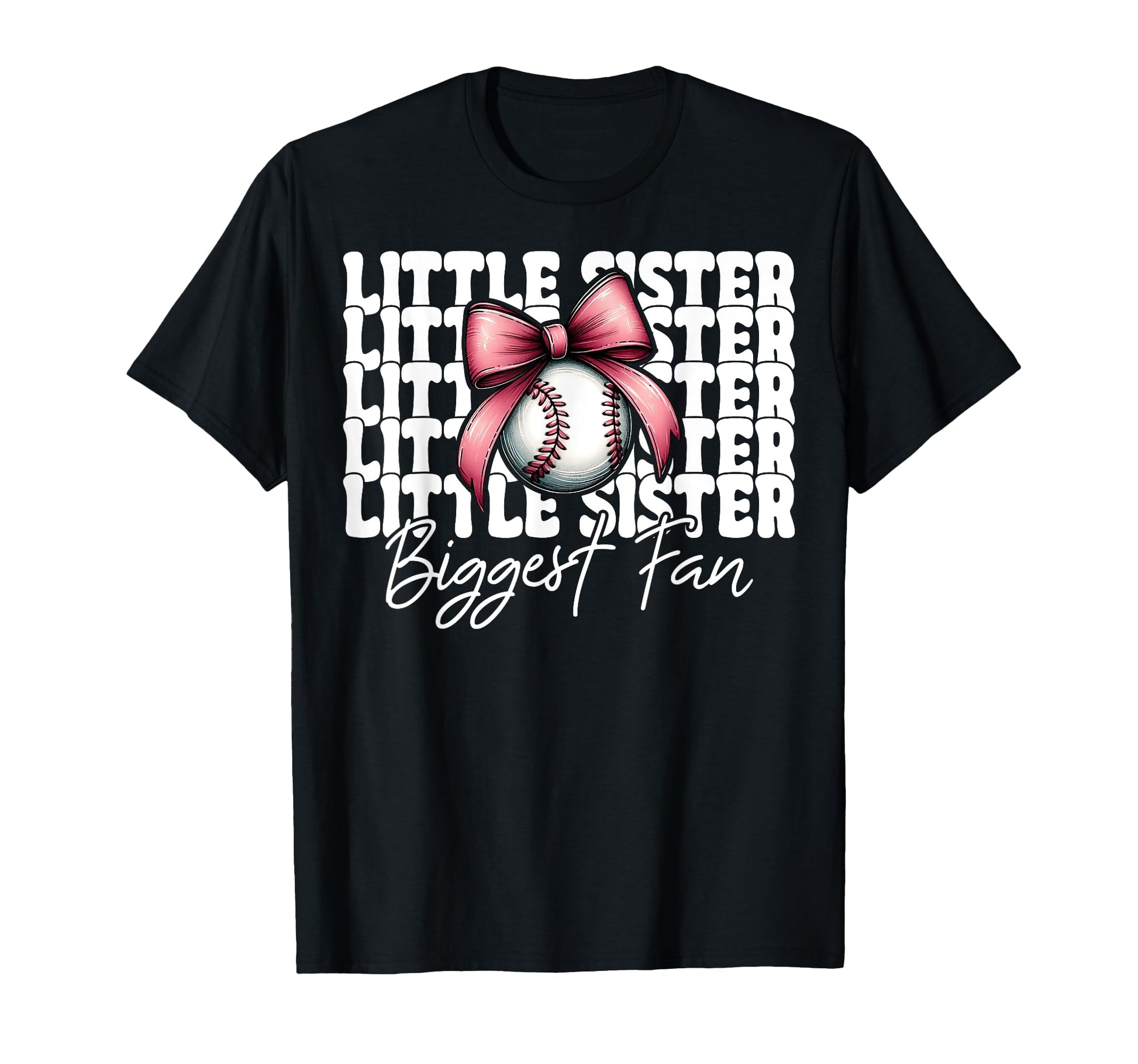 Baseball Sister Coquette Bow Little T-Shirt - Custom Art Print for Adults - T-Shirt, Sweatshirt, Hoodie