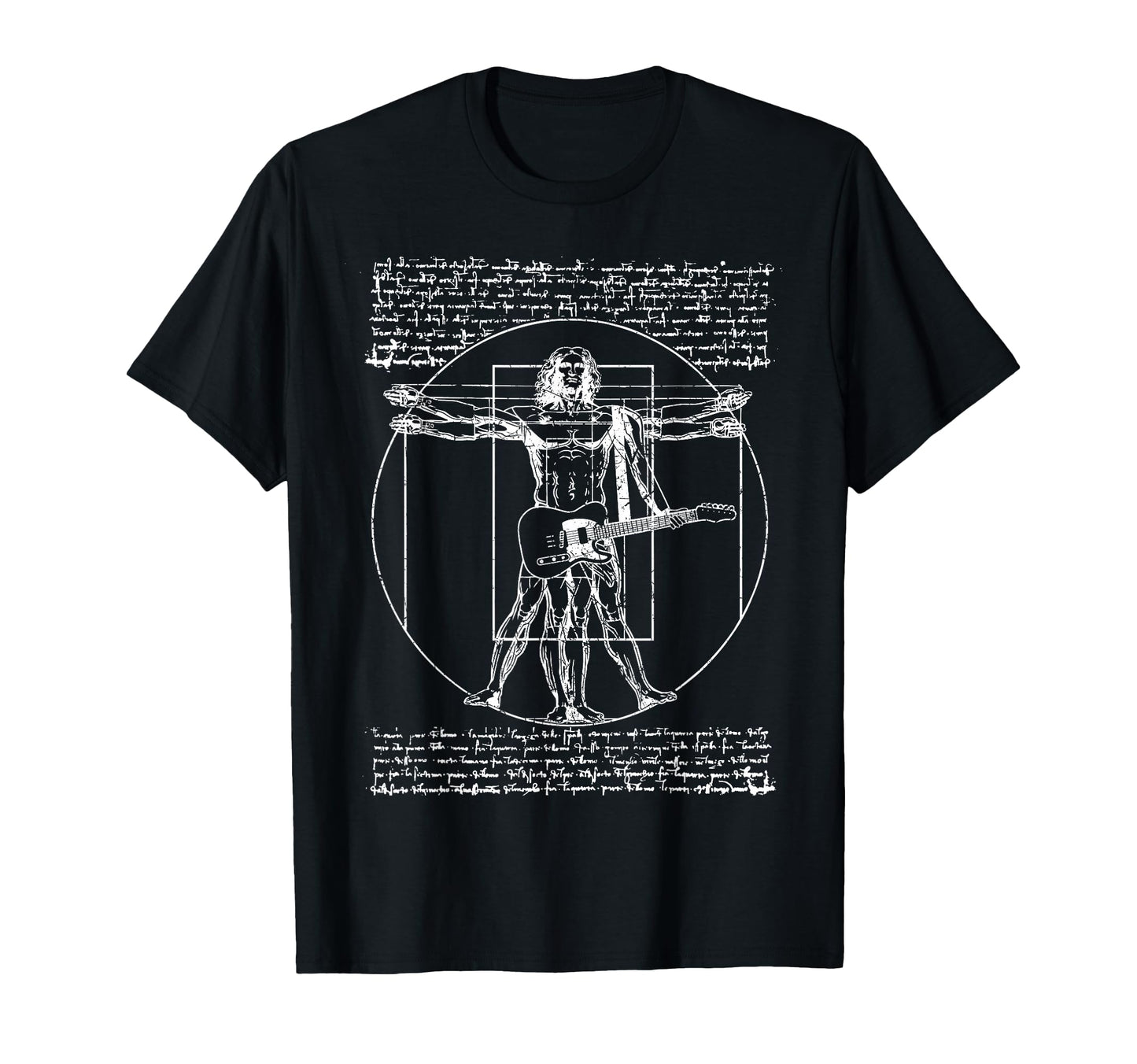 Da Vinci Vitruvian Guitar Rock Music T-Shirt - Custom Art Print Men Women - T-Shirt, Sweatshirt, Hoodie
