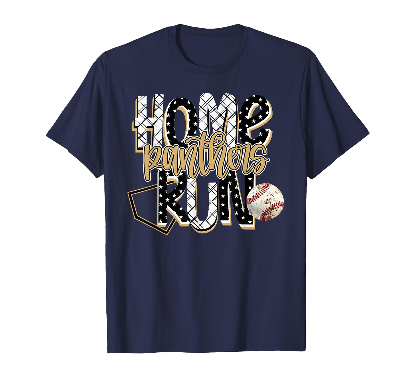 Home Run Panthers Baseball Gold T-Shirt - Unique Graphic for Adults - T-Shirt, Sweatshirt, Hoodie