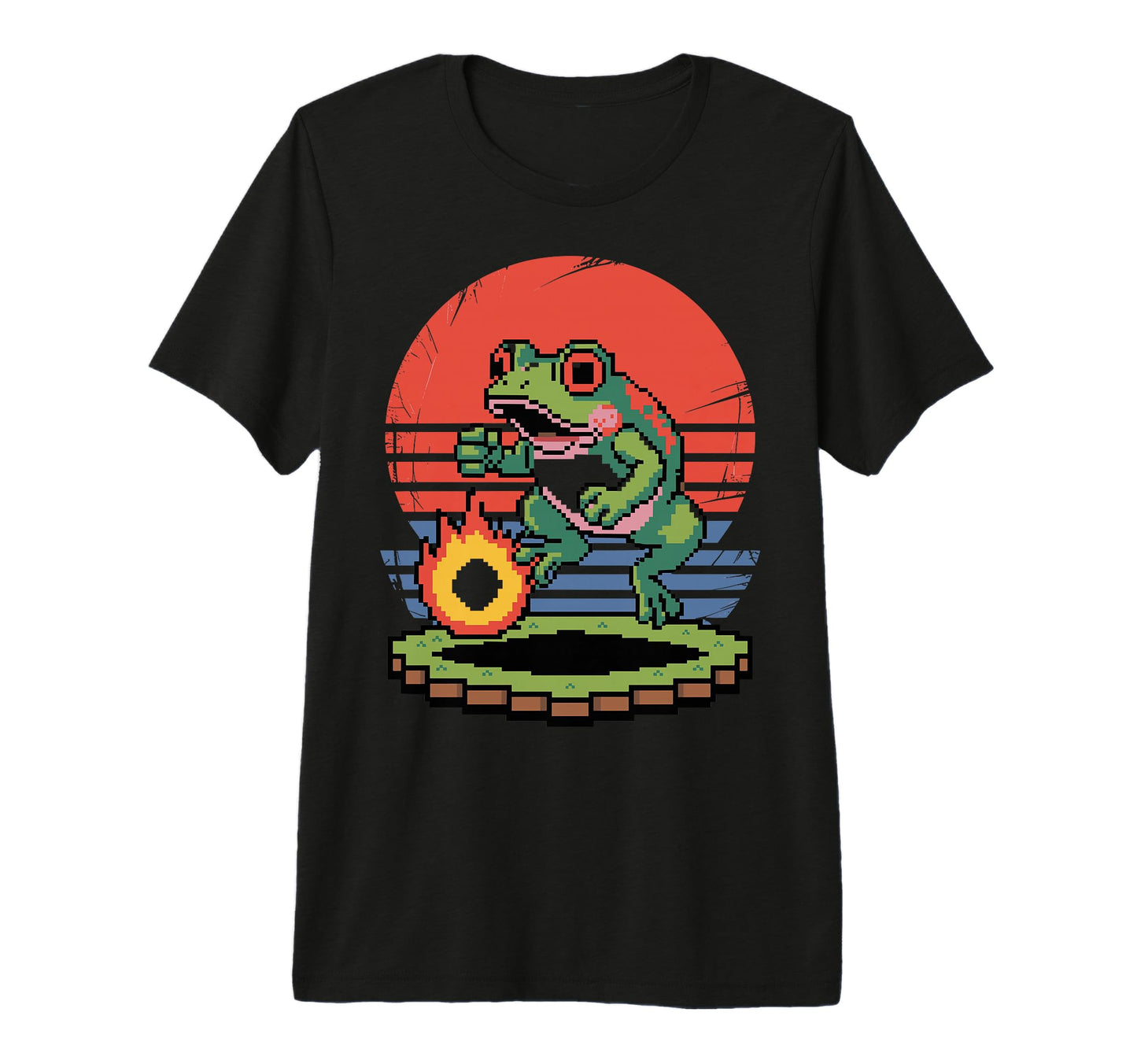 Pixel Art Frog Fireball 8 Bit Arcade T-Shirt - Trendy Graphic for Adults - T-Shirt, Sweatshirt, Hoodie