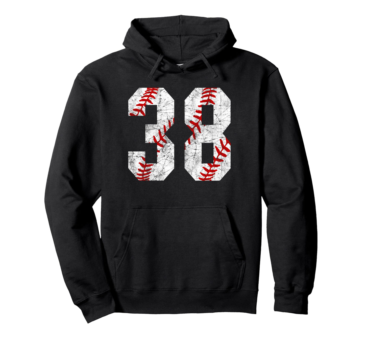 Distressed Baseball Number 38 Jersey Hoodie - Unique Graphic Unisex - T-Shirt, Sweatshirt, Hoodie