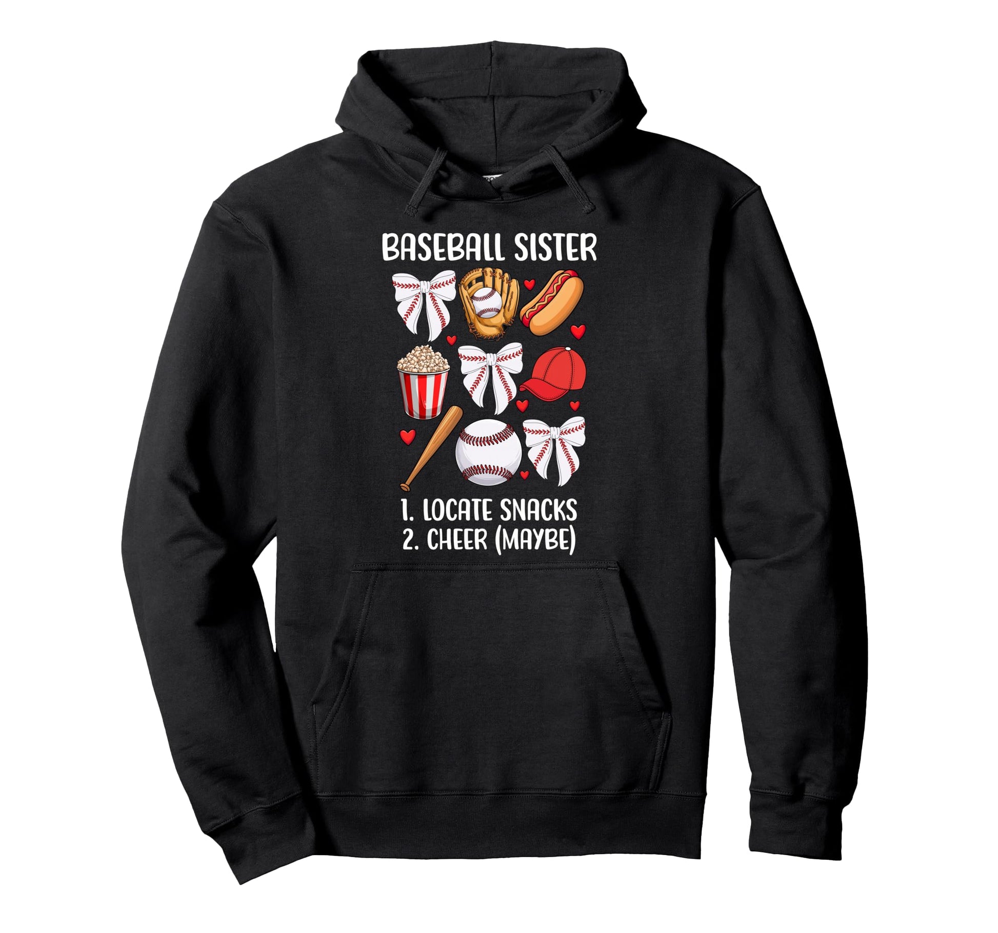 Baseball Sister Coquette Bow Game Day Hoodie - Unique Graphic Men Women - T-Shirt, Sweatshirt, Hoodie