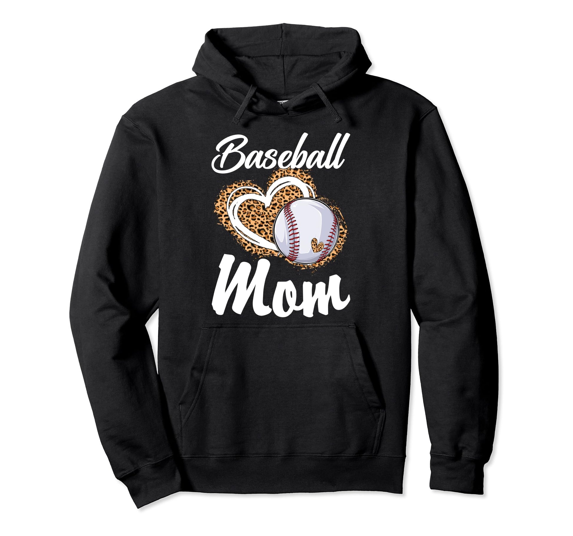 Baseball Mom Grandma Leopard Hoodie - Aesthetic Graphic for Adults - T-Shirt, Sweatshirt, Hoodie