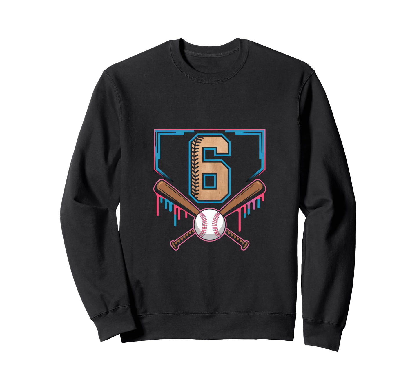 6Th Birthday Baseball Home Ice Sweatshirt - Casual Everyday Wear Unisex - T-Shirt, Sweatshirt, Hoodie