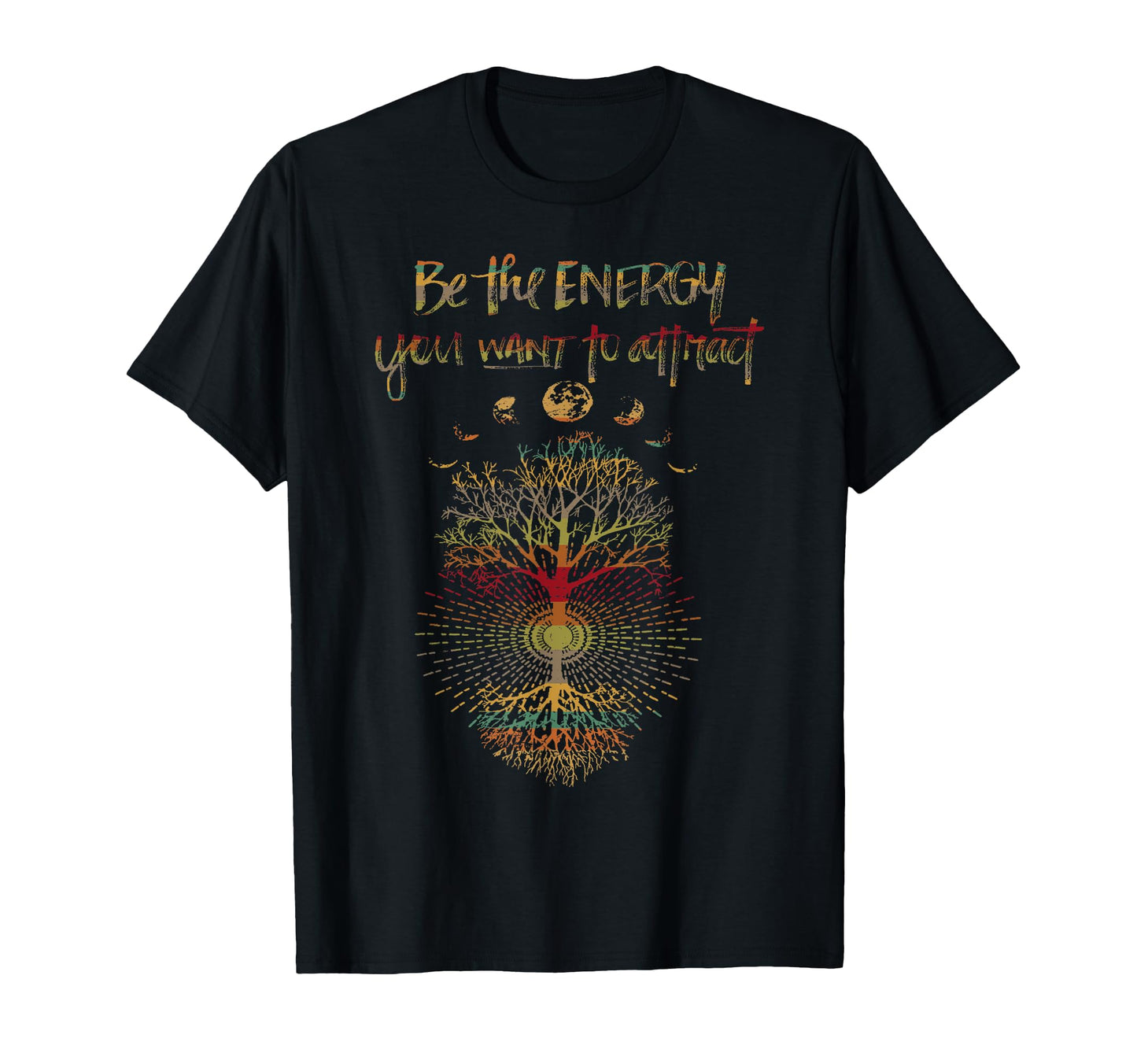 Phases Moon Tree Life 60S 70S Vibe T-Shirt - Custom Art Print Unisex - T-Shirt, Sweatshirt, Hoodie