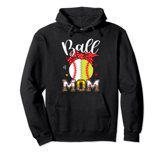 Ball Mom Softball Baseball Headband Hoodie - Unique Graphic Men Women - T-Shirt, Sweatshirt, Hoodie