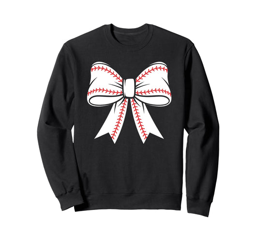 Baseball Coquette Bow Baseball Mom Mama Sweatshirt - Graphic Print Unisex - T-Shirt, Sweatshirt, Hoodie