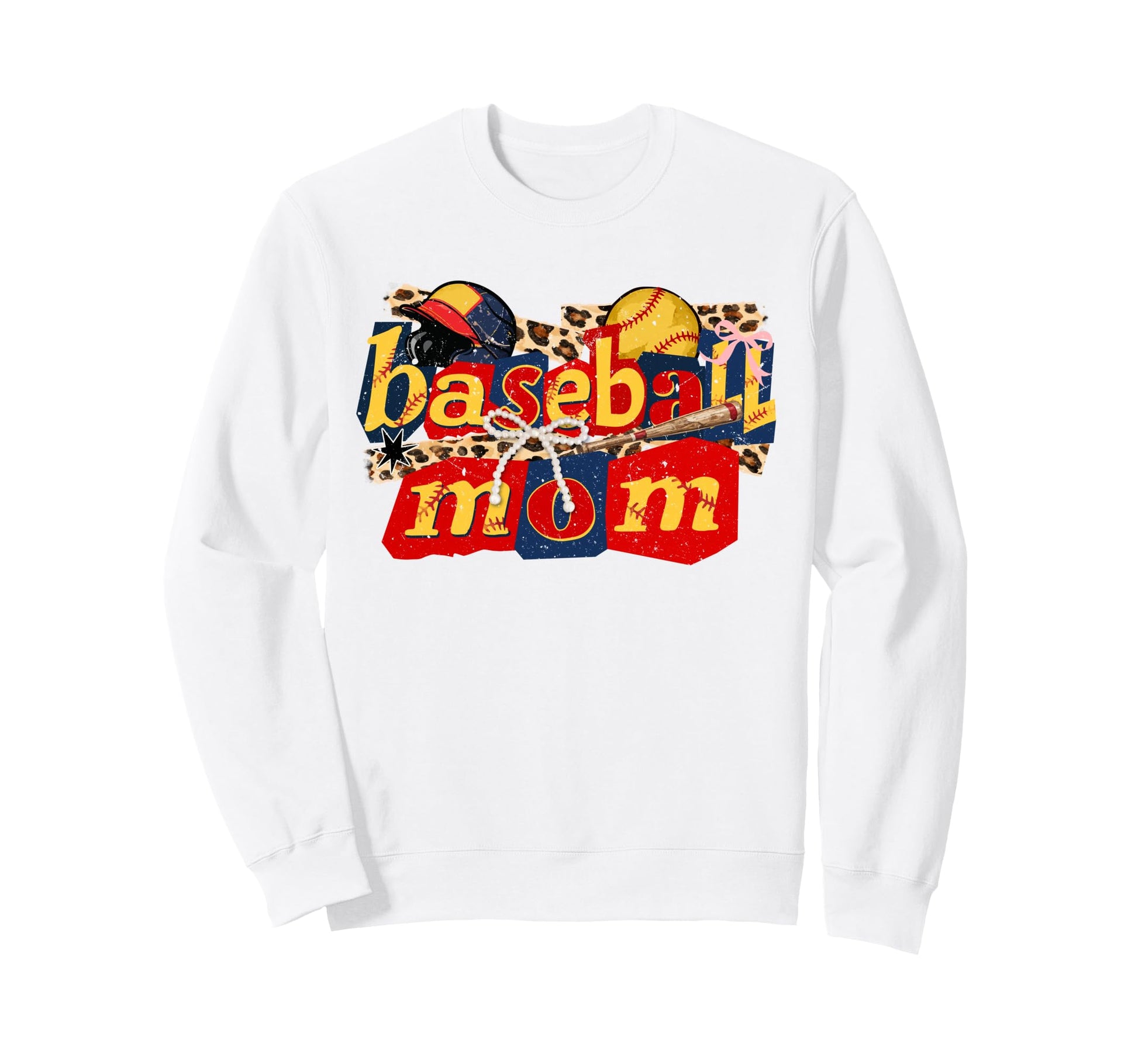 Baseball Mom Coquette Bow Sweatshirt - Fun Novelty Design for Adults - T-Shirt, Sweatshirt, Hoodie