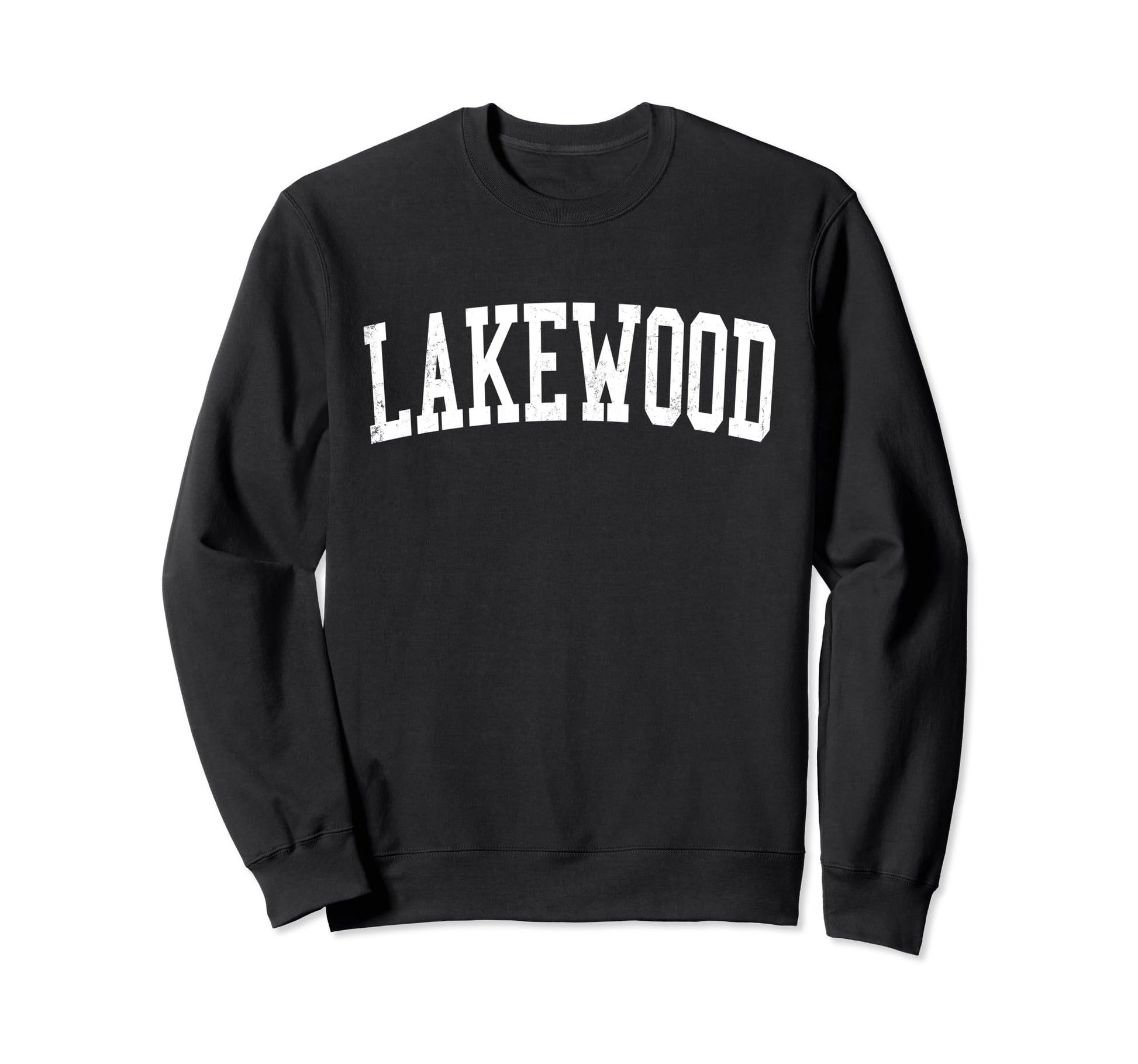Lakewood Co Distressed White Varsity Sweatshirt - Novelty Apparel Unisex - T-Shirt, Sweatshirt, Hoodie