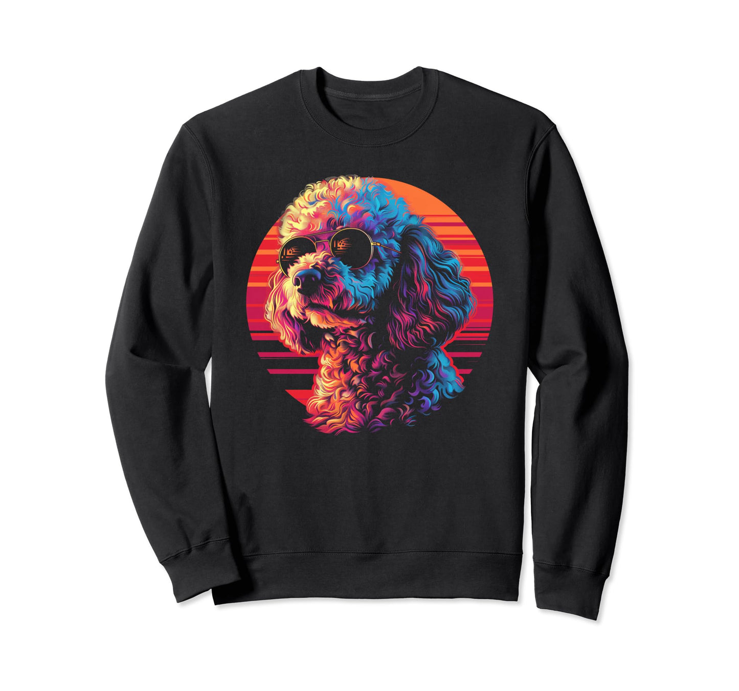 Poodle Dog Vaporwave Retrowave Sweatshirt - Novelty Apparel for Adults - T-Shirt, Sweatshirt, Hoodie