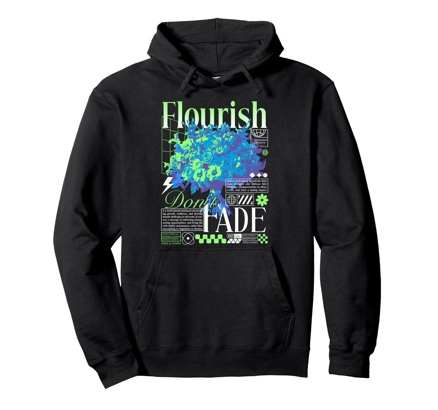 Y2K Flowers Bold Urban Graffiti Aesthetic Hoodie - Graphic Print Unisex - T-Shirt, Sweatshirt, Hoodie