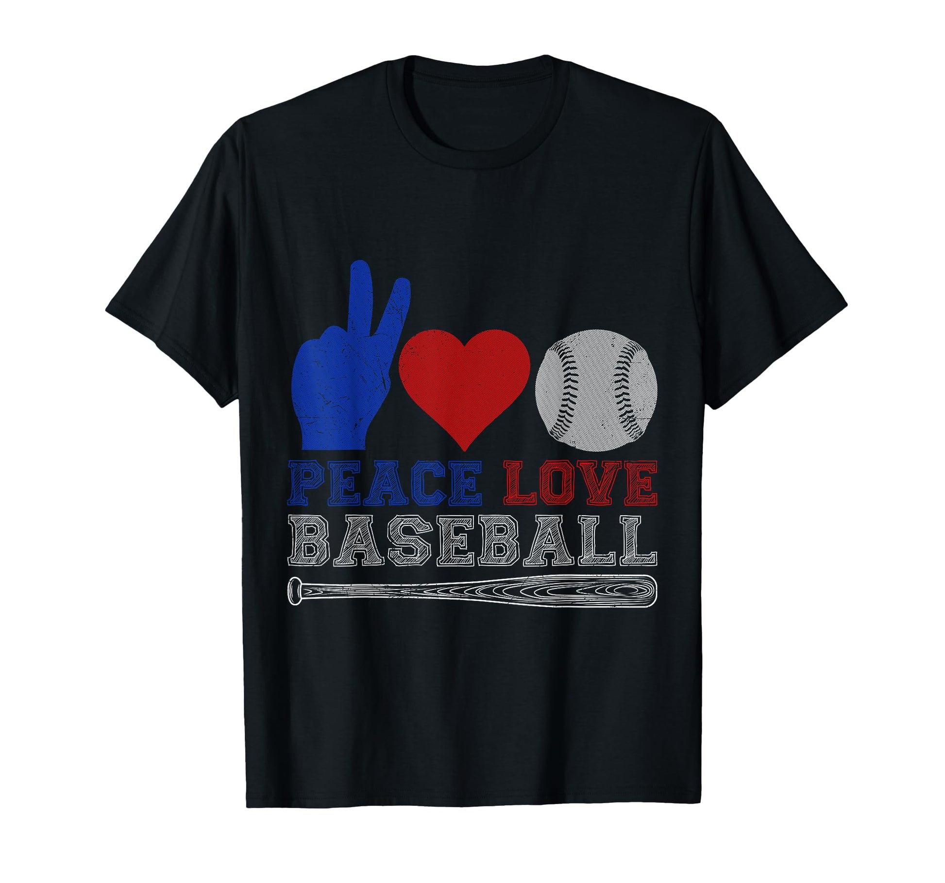 Peace Love Baseball T-Shirt - Novelty Apparel Unisex - T-Shirt, Sweatshirt, Hoodie