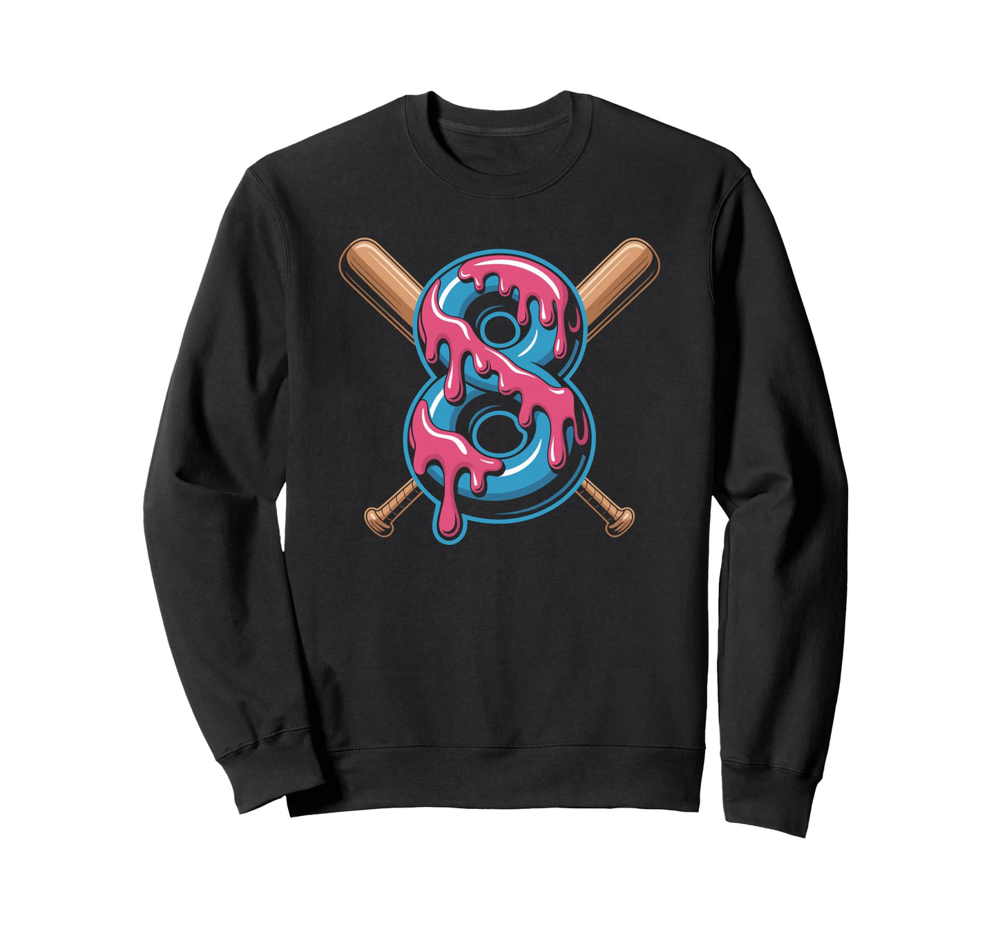 Eighth Birthday Baseball Vibes Number Sweatshirt - Streetwear Style Unisex - T-Shirt, Sweatshirt, Hoodie