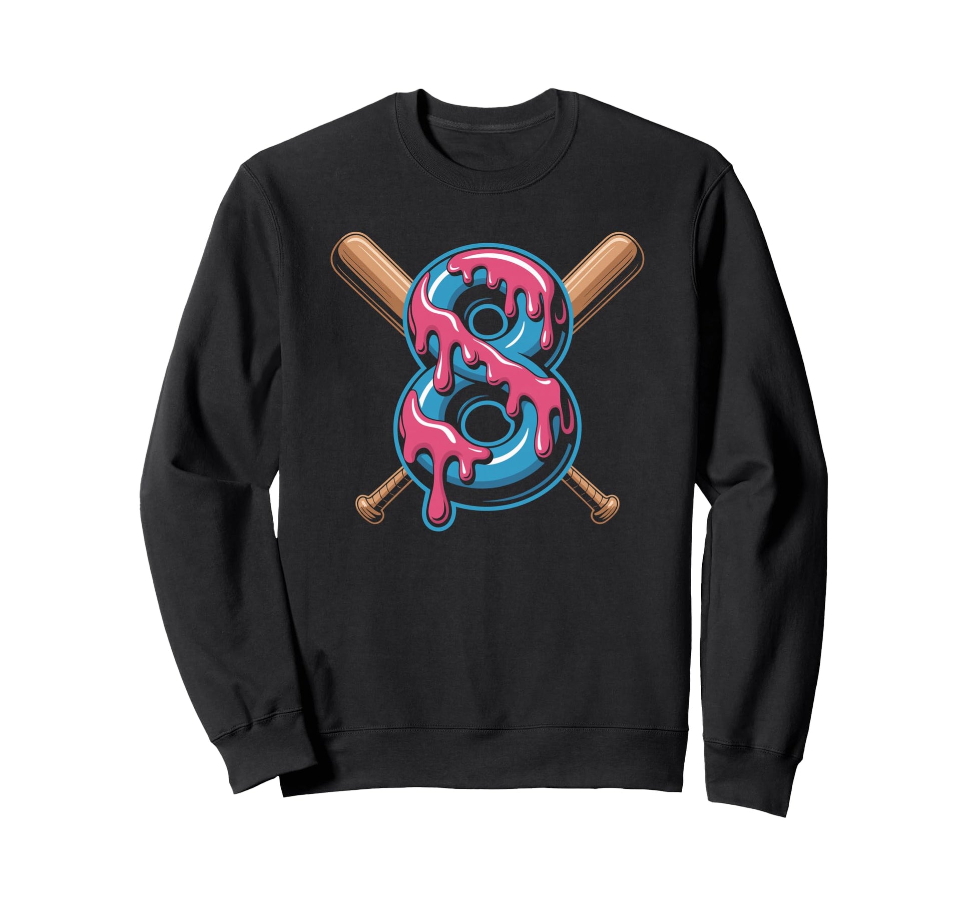 Eighth Birthday Baseball Vibes Number Sweatshirt - Streetwear Style Unisex - T-Shirt, Sweatshirt, Hoodie
